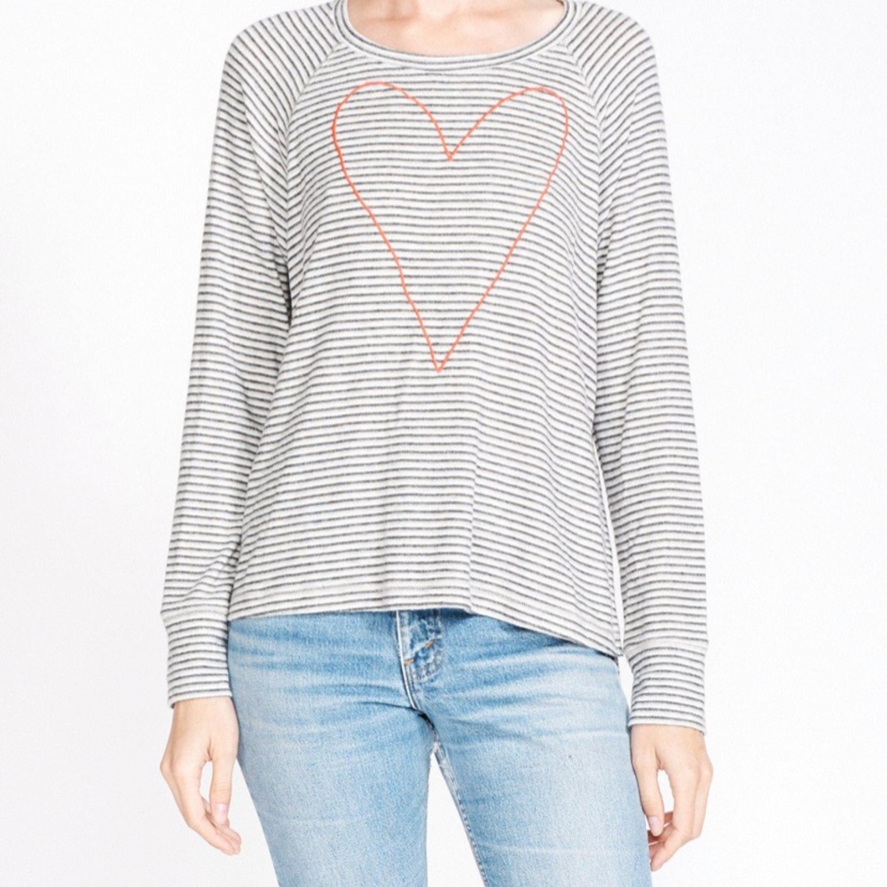 Sundry stripe heart sweater 2 Medium